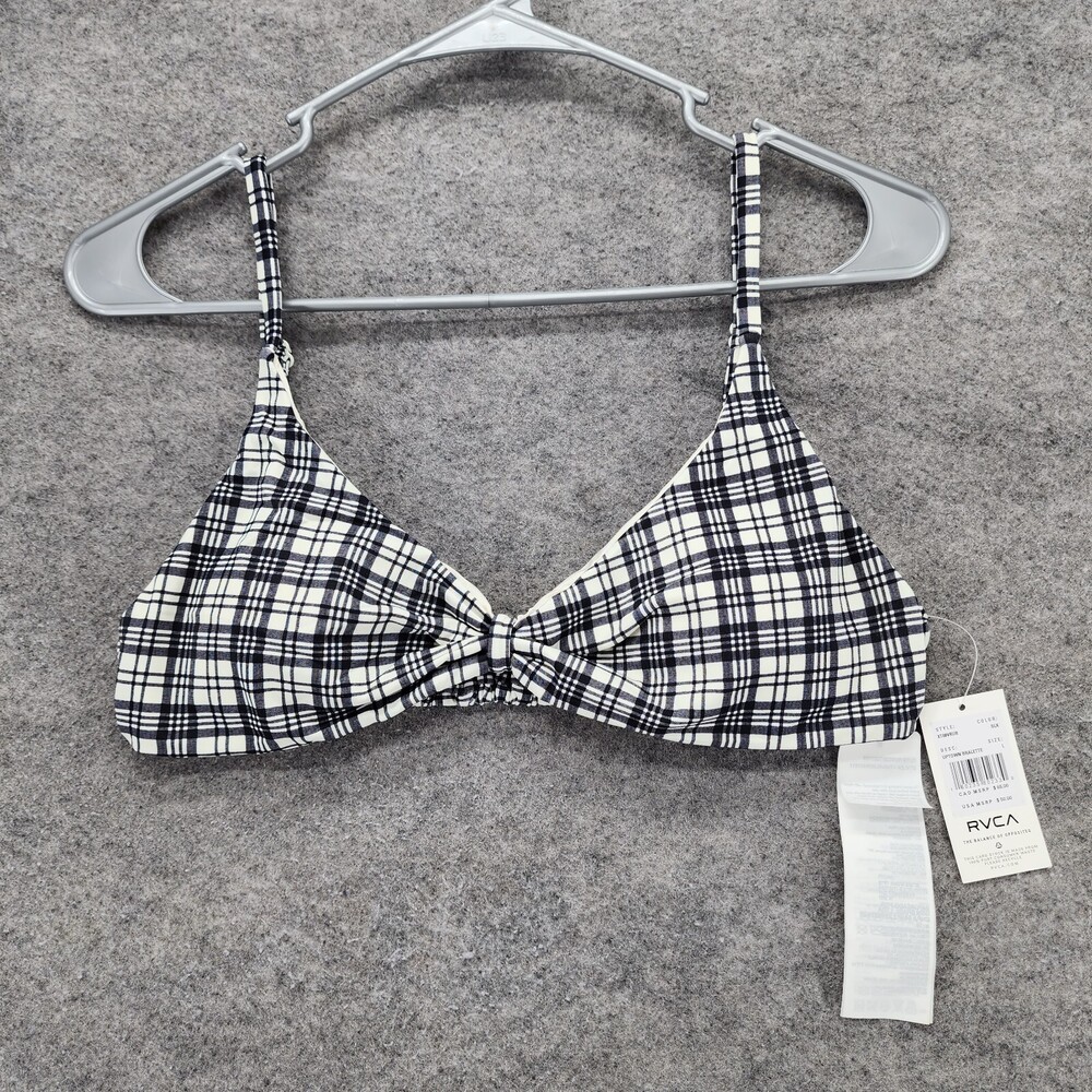 RVCA Bralette Womens Large Uptown Black Check